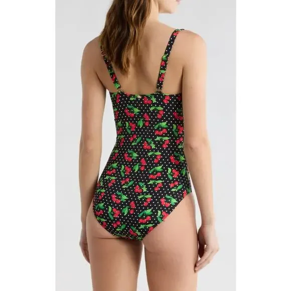 Betsey Johnson Sweetheart Ruched One-Piece Swimsuit Medium (Size 8-10) NWT - Picture 3 of 3